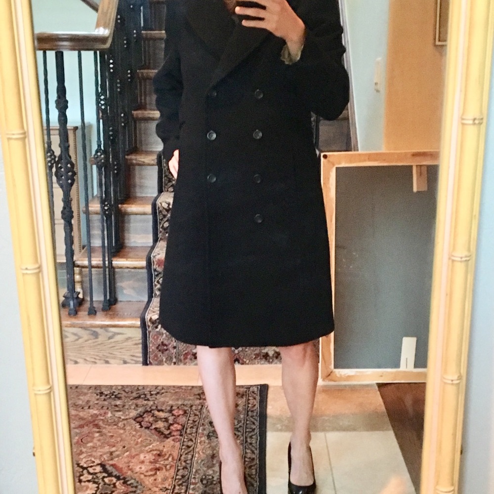J. Crew Black Winter Pea Coat Size 8